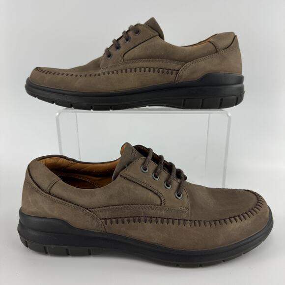 ECCO Mens Seawalker Comfort Tie Oxford Shoes 11 Brown Vegetable Tanned - Picture 1 of 11